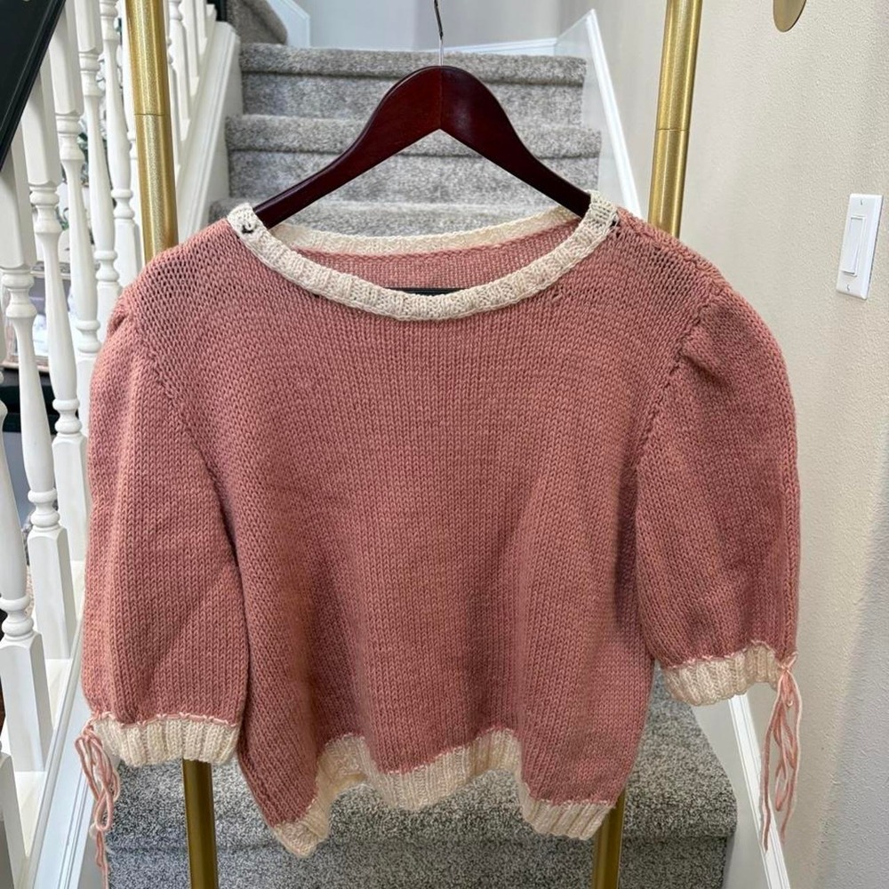 Cottage core handmade crochet bell sleeve sweater coquette dainty sweet